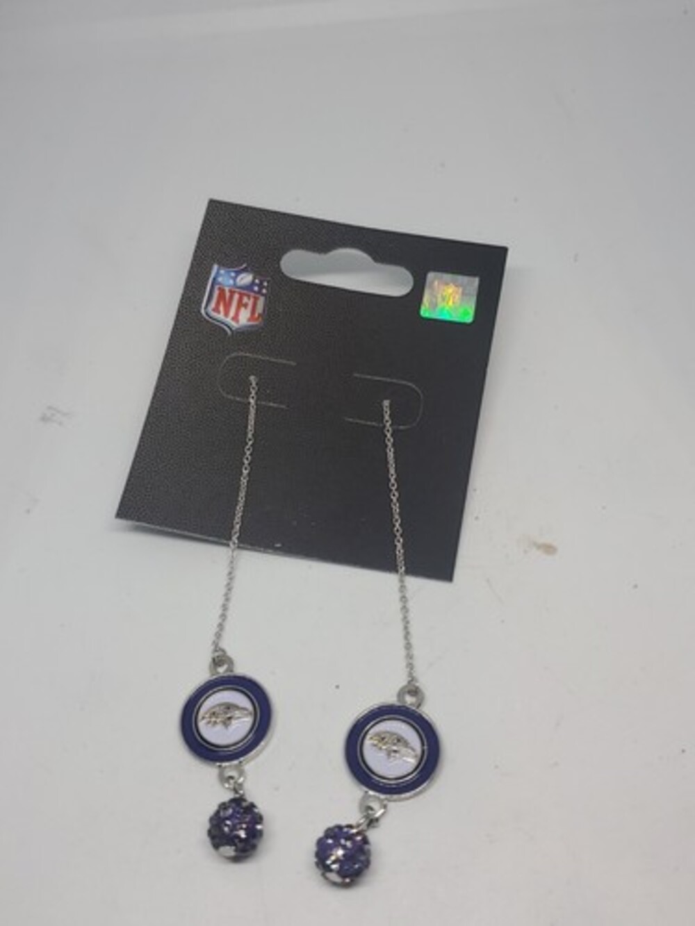 NFL Baltimore Ravens Logo Dangle threader Earrings Officially Licensed